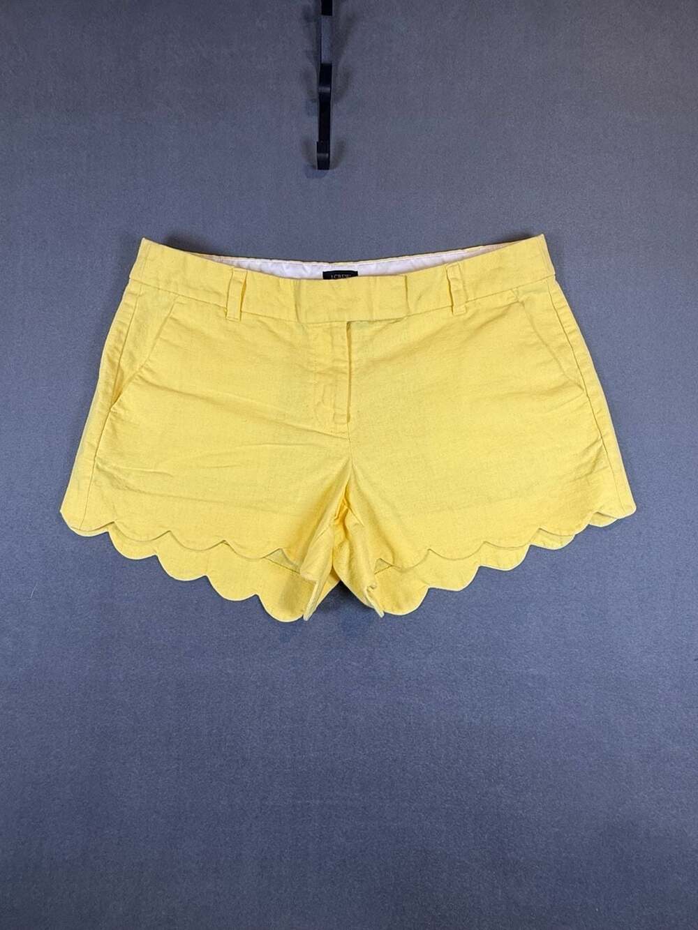 J.Crew Linen-Cotton Scalloped Hem Shorts Yellow Size 10